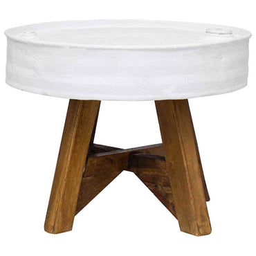 vidaXL Table basse en bois de récupération massif 60x45 cm blanc