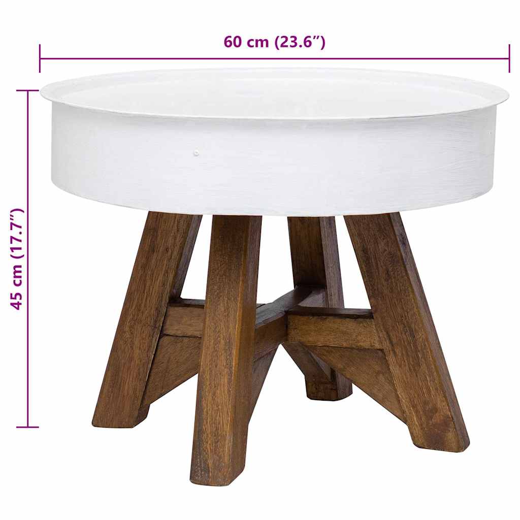 vidaXL Table basse en bois de récupération massif 60x45 cm blanc