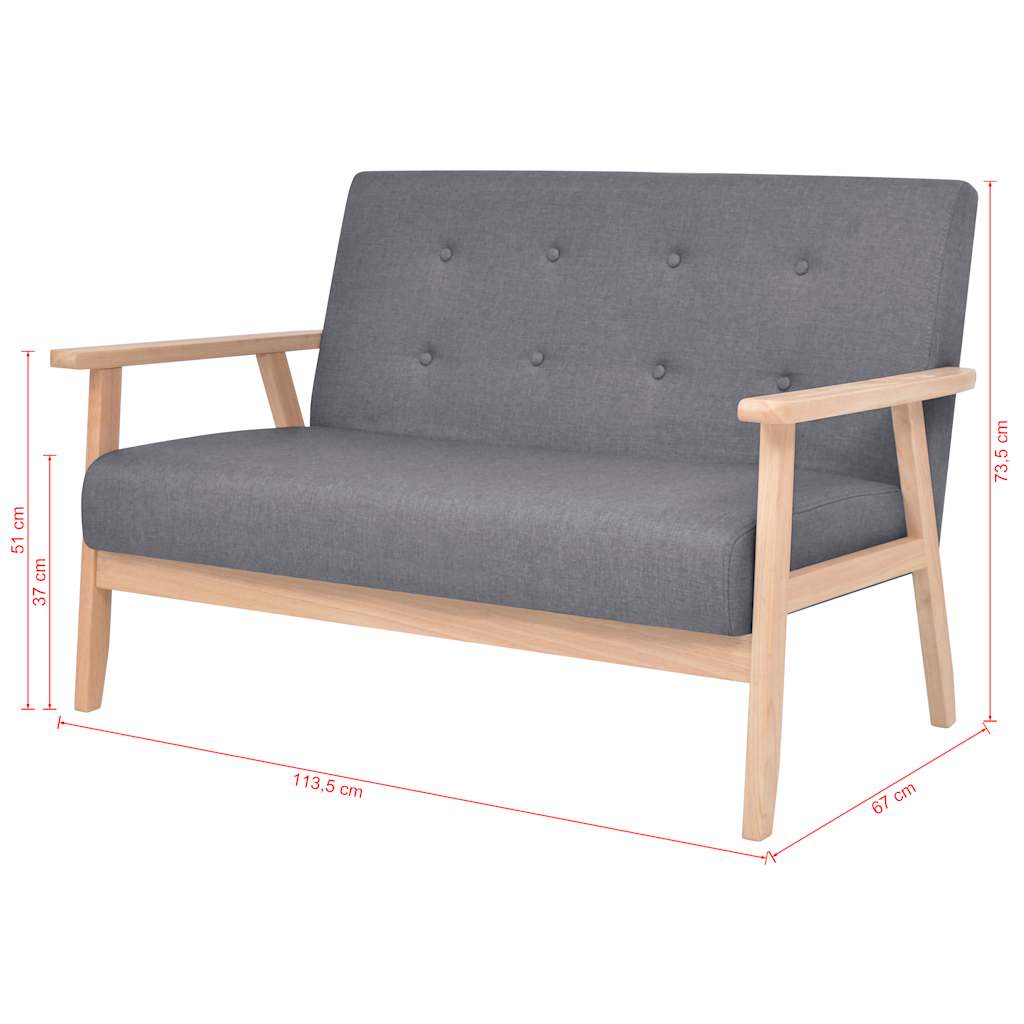 vidaXL Sofa 2-Sitzer Stoff Dunkelgrau
