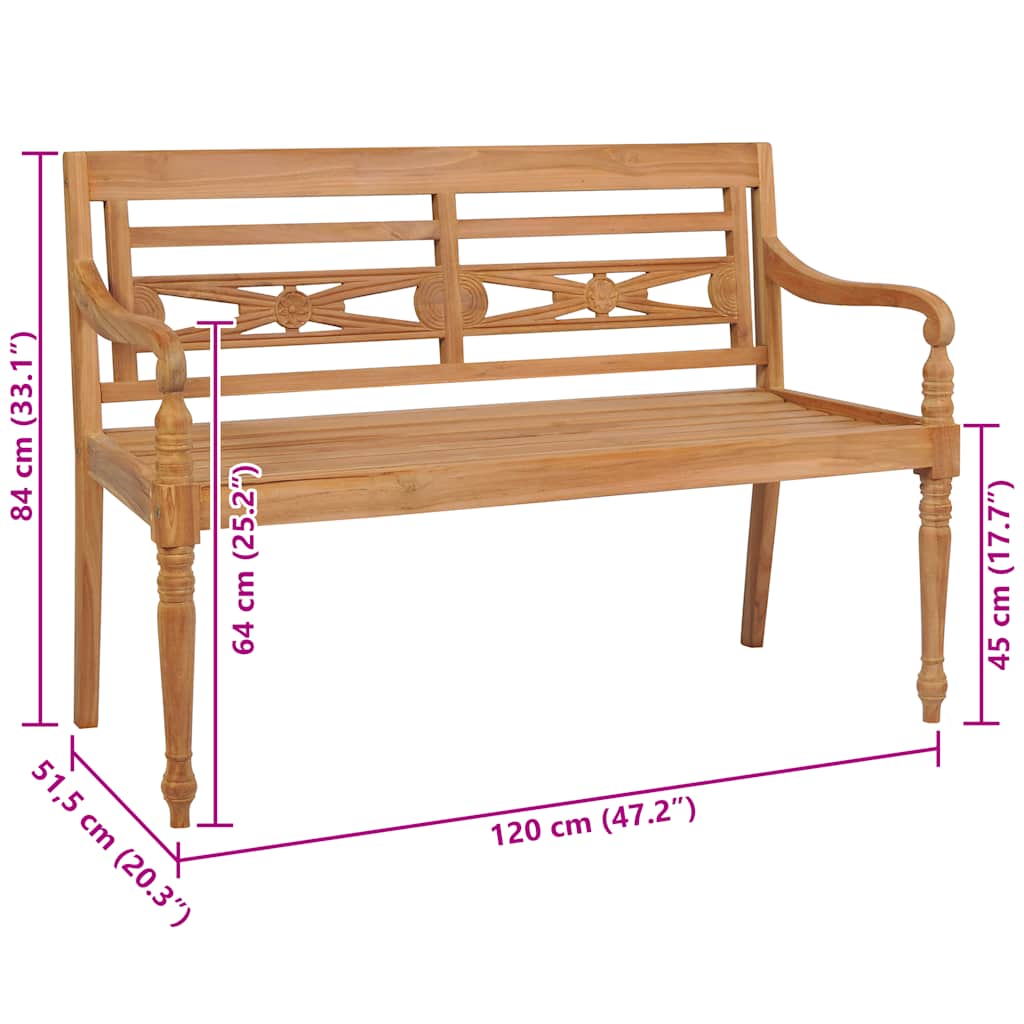Batavia-Sitzbank 120 cm Teak