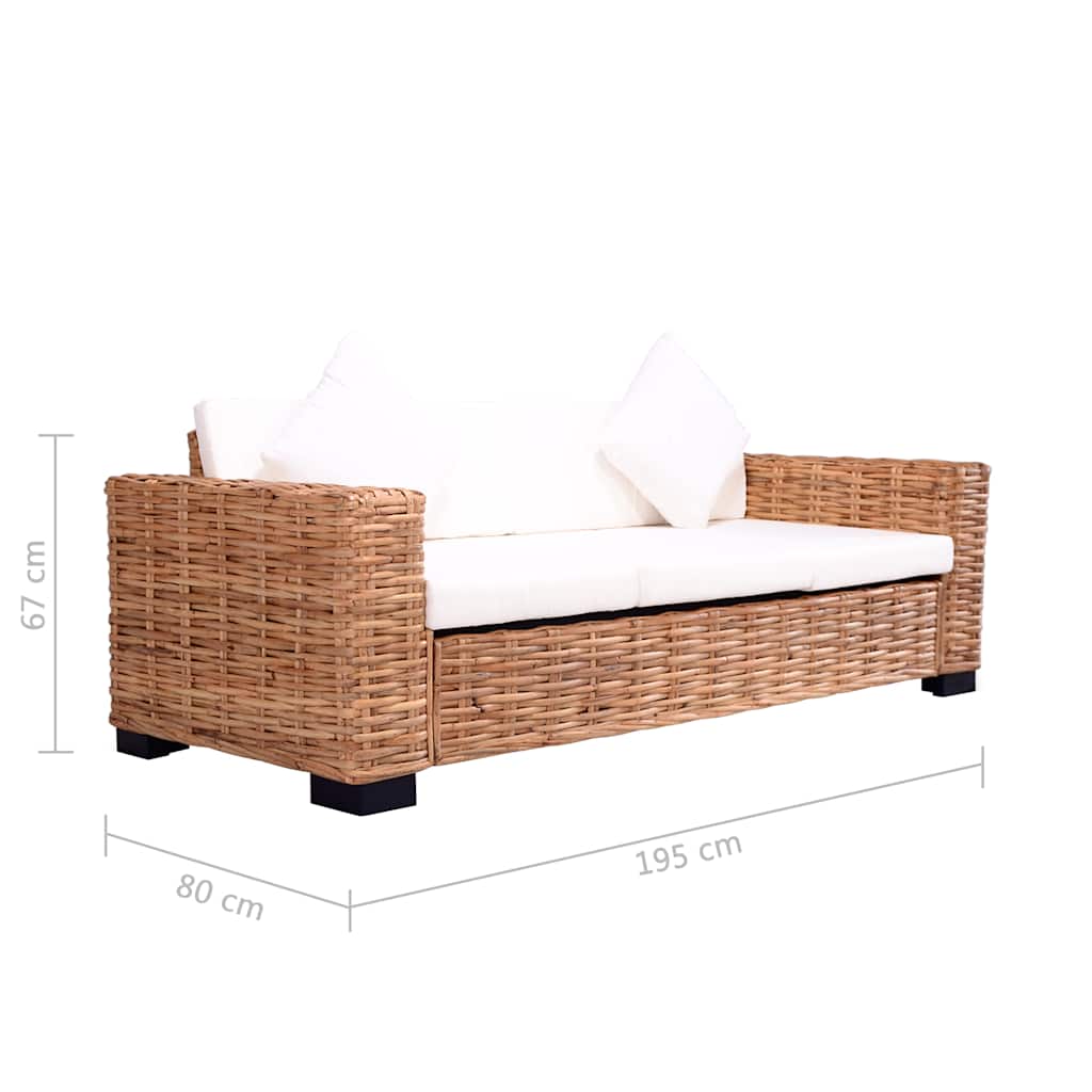 vidaXL Sofa-Set 15-tlg. Natur Rattan