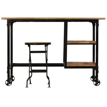 vidaXL Bureau avec tabouret pliant en bois de manguier massif 115x50x76 cm