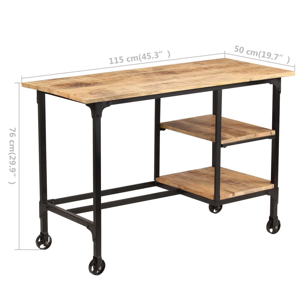 vidaXL Schreibtisch mit Klapphocker Mangoholz Massiv 115x50x76 cm