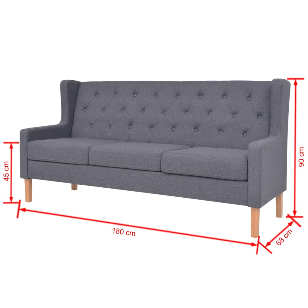 vidaXL 3-Sitzer Sofa Stoff Grau