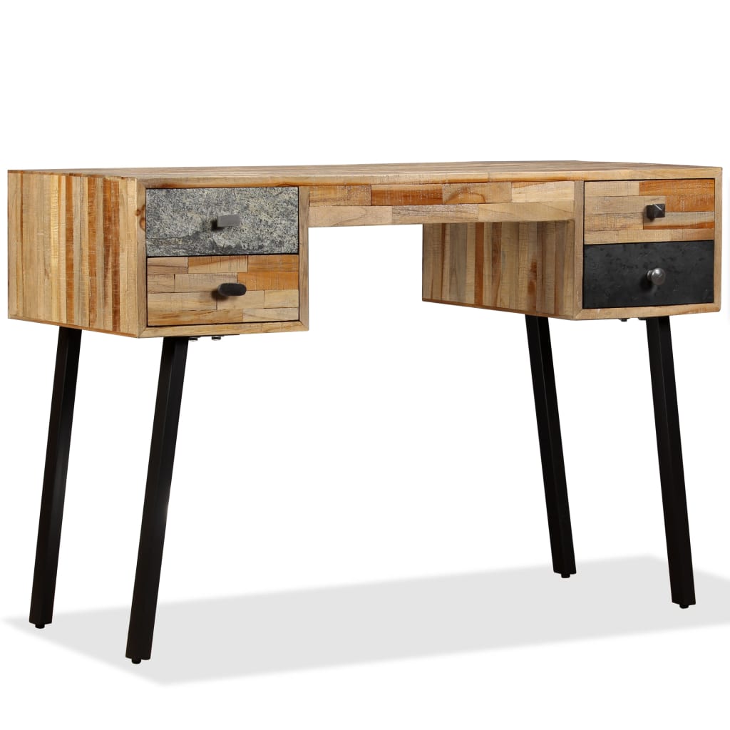 vidaXL Bureau en teck massif recyclé 110 x 50 x 76 cm