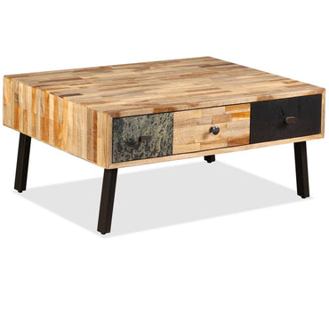 vidaXL Table basse en teck massif recyclé 90x65x40 cm