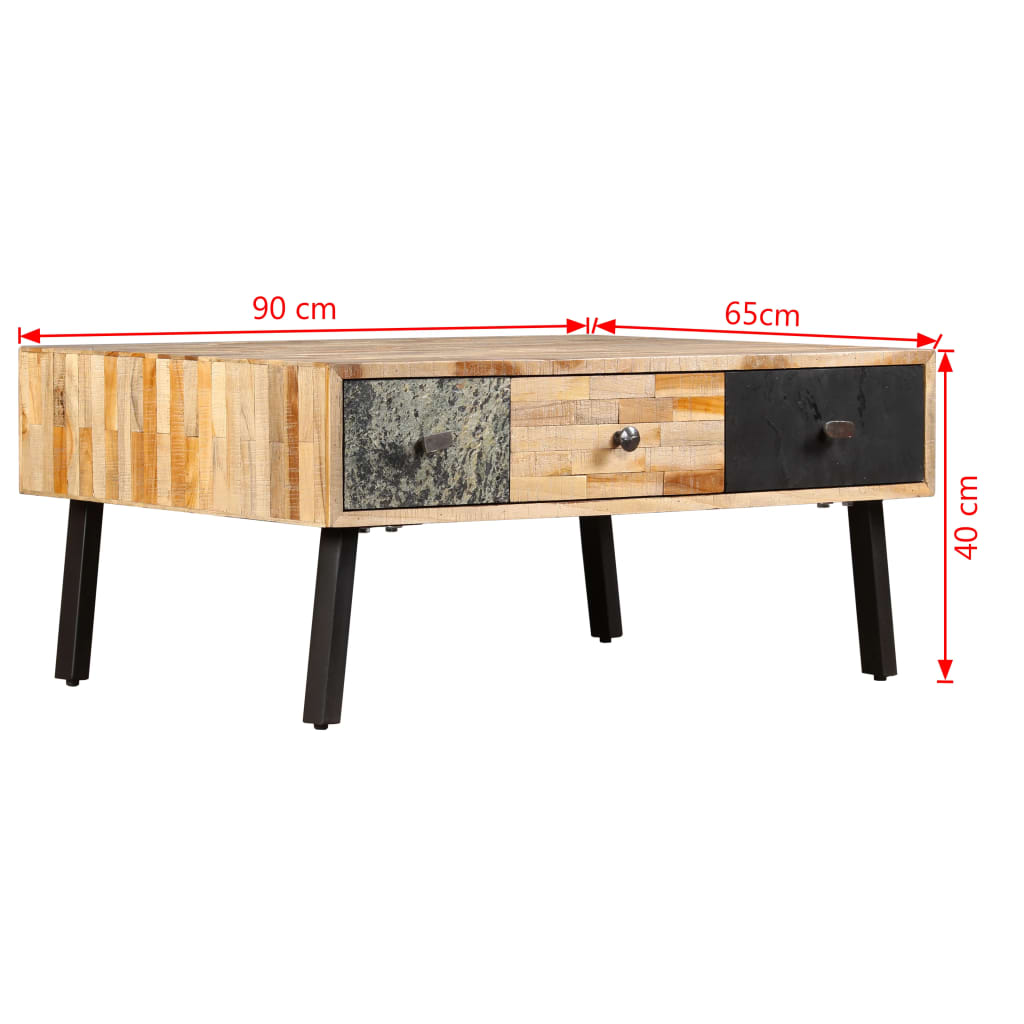 vidaXL Table basse en teck massif recyclé 90x65x40 cm