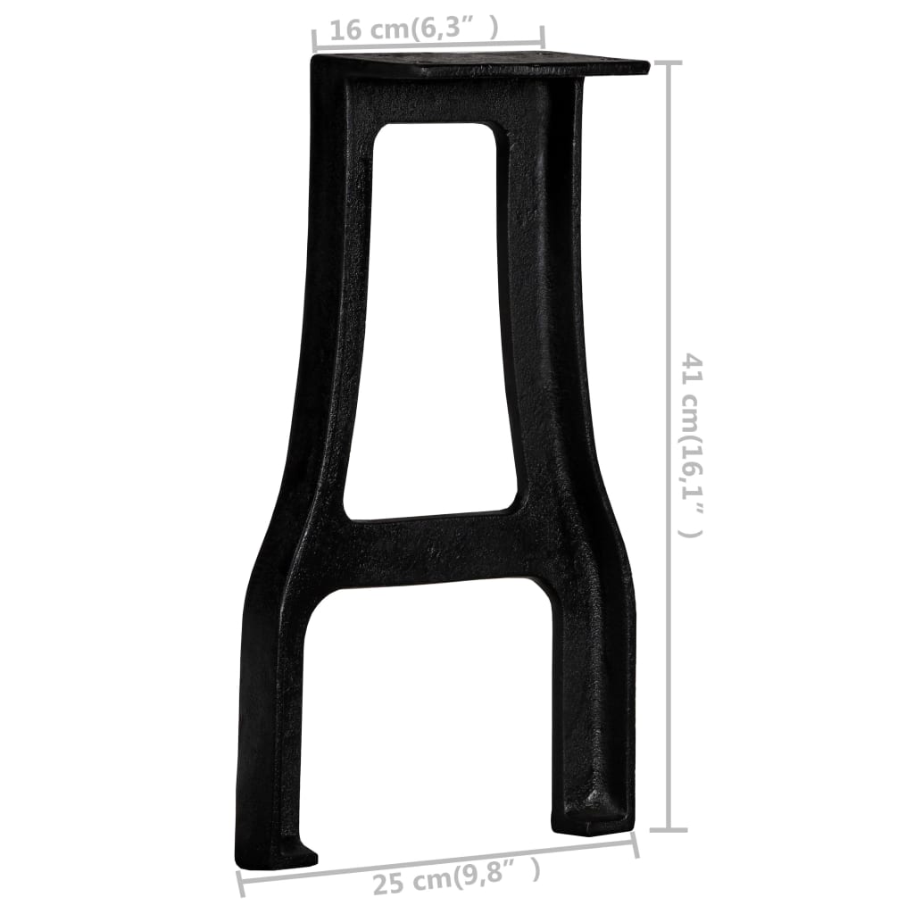 vidaXL Pieds de banc 2 pcs Piétement en A Fonte