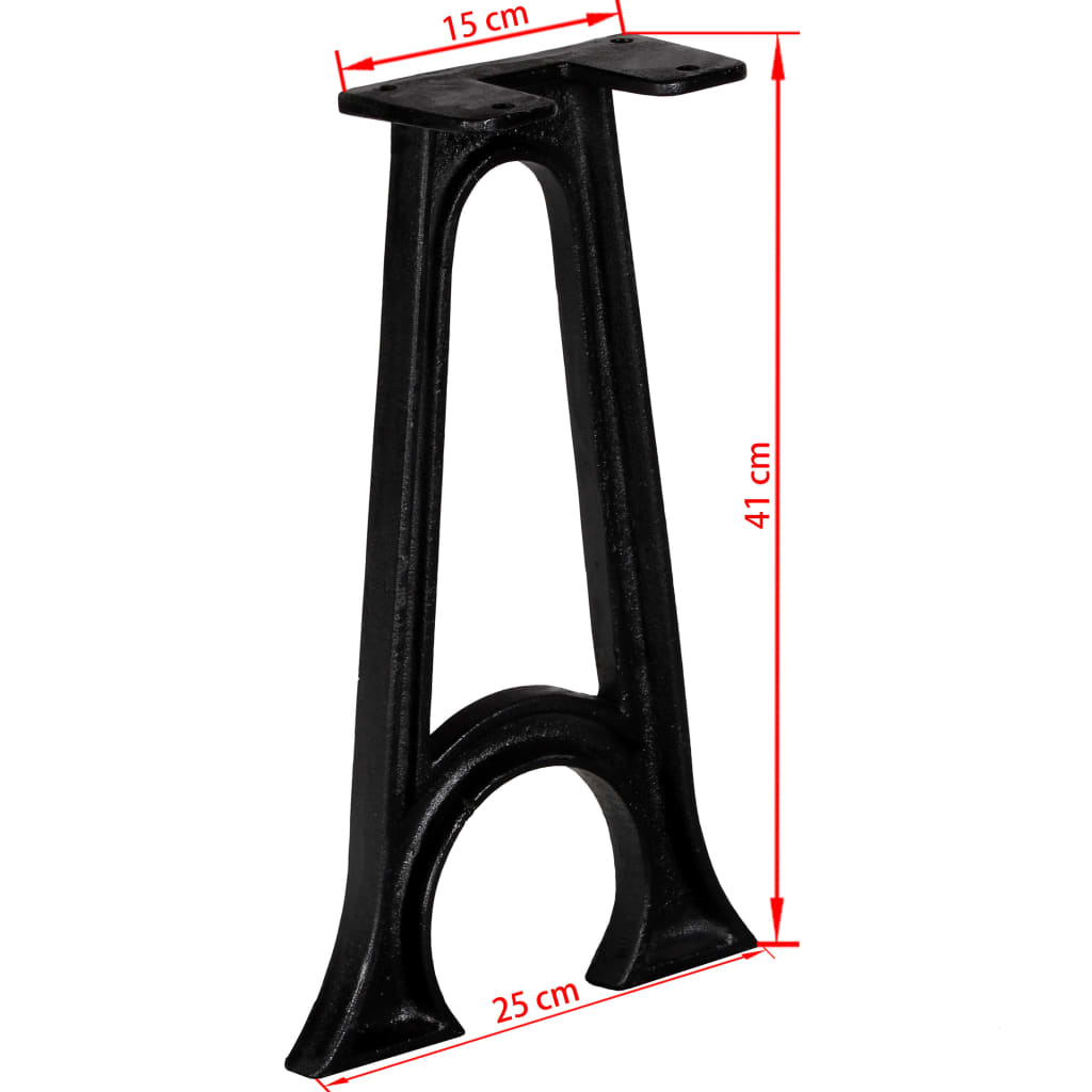 vidaXL Pieds de banc 2 pcs Pieds incurvés en A Fonte