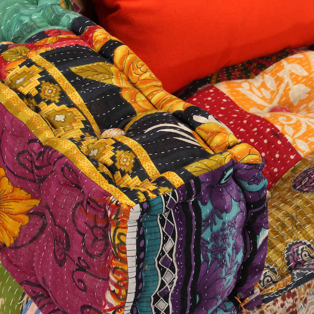 vidaXL Pouf modulaire 2 places en tissu patchwork