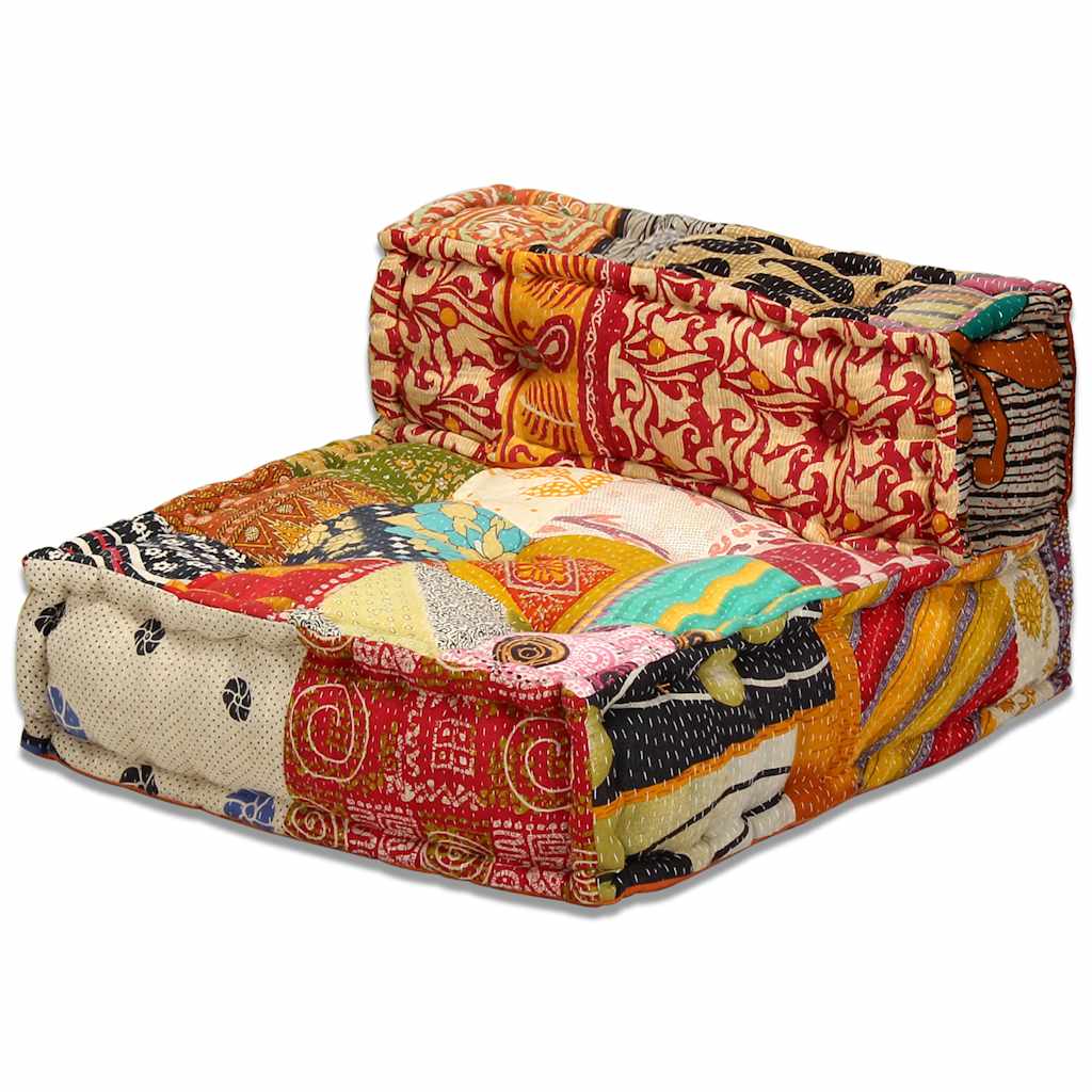 vidaXL Pouf modulaire 3 places en tissu patchwork