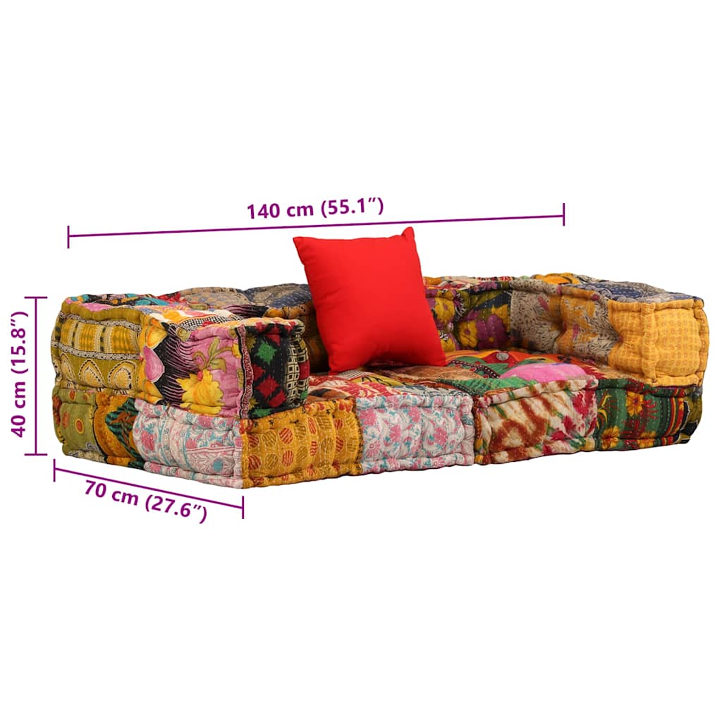 vidaXL Pouf modulaire 2 places en tissu patchwork