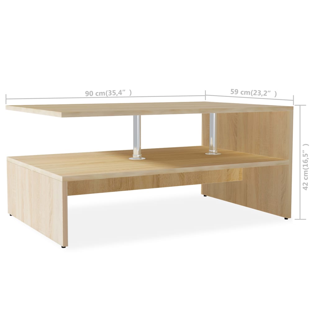 vidaXL Table basse Aggloméré 90x59x42 cm Chêne