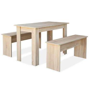 vidaXL Ensemble de salle à manger 3 pièces Table et bancs en bois d'ingénierie Chêne