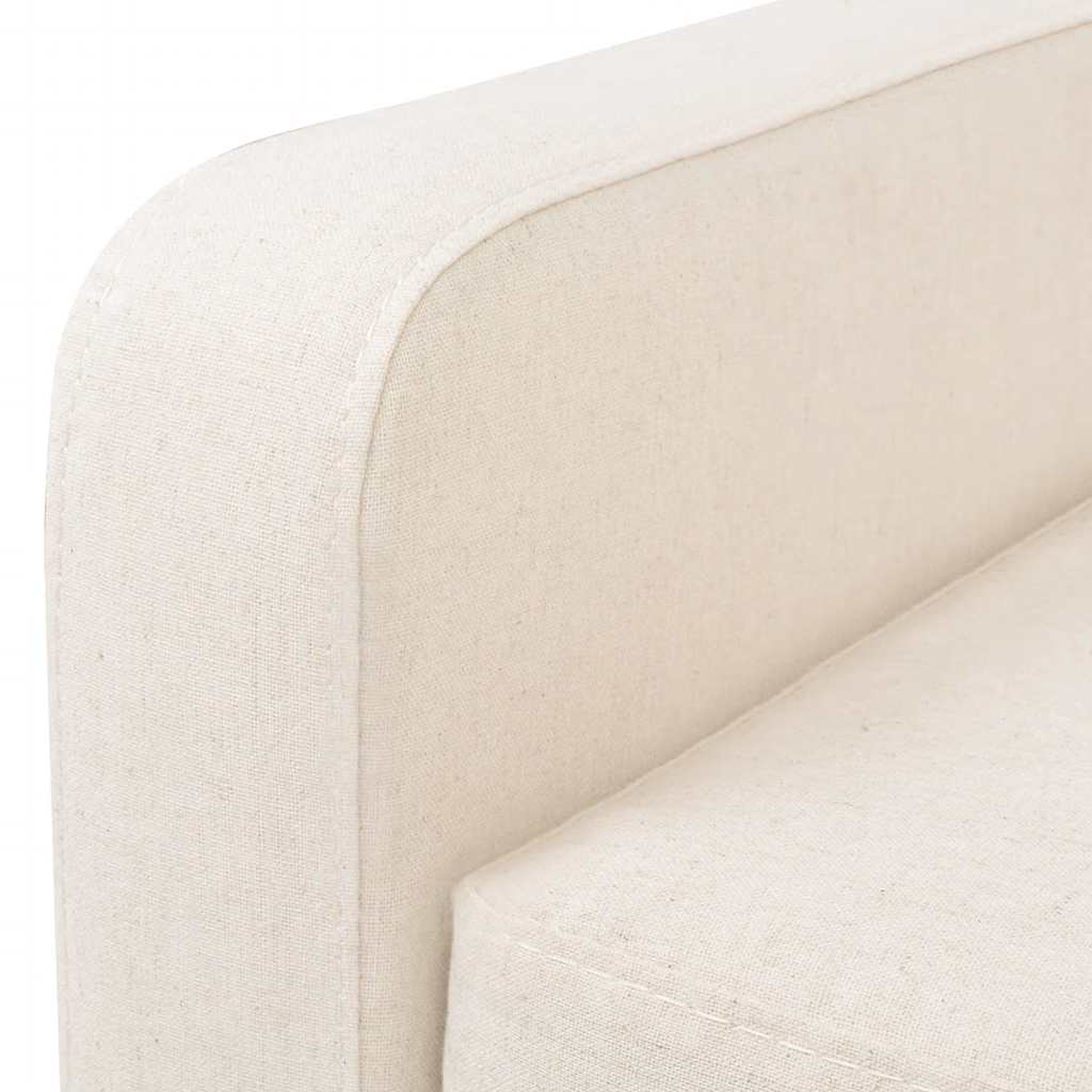 vidaXL 3-tlg. Sofa-Set Stoff Cremeweiß