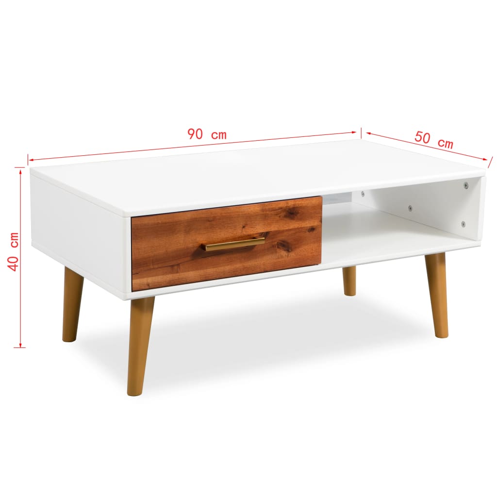 vidaXL Table basse en bois d'acacia massif 90x50x40 cm