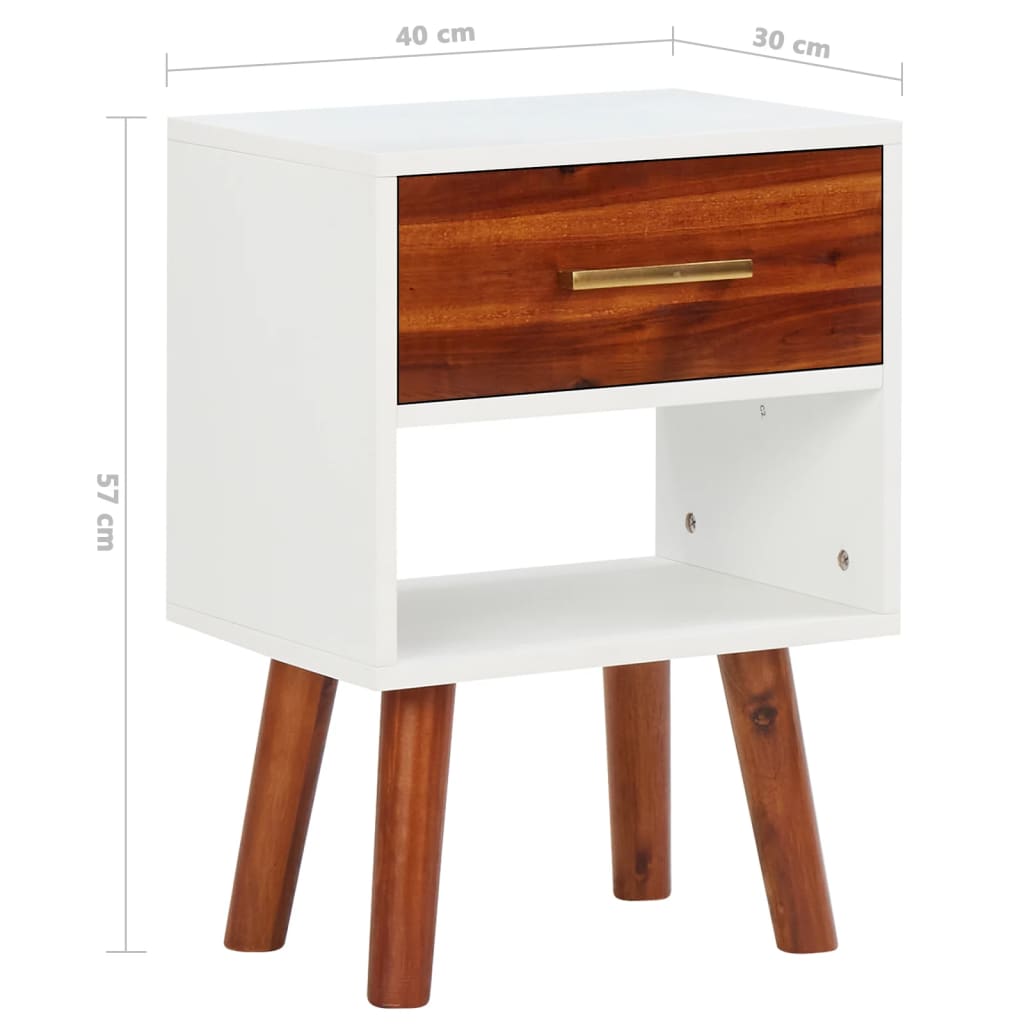 vidaXL Tables de chevet 2 pcs Bois d'acacia massif 40x30x57 cm