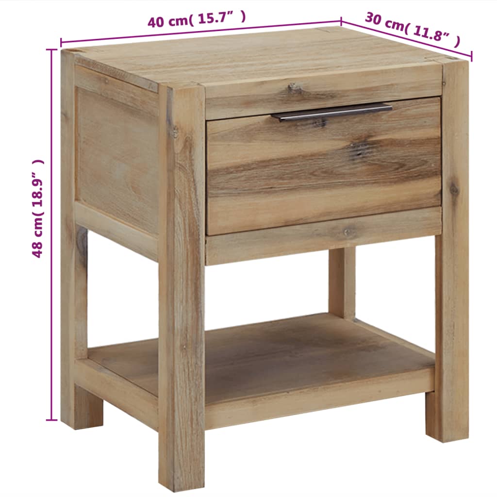 vidaXL Table de chevet avec tiroir 40x30x48 cm Bois d'acacia massif