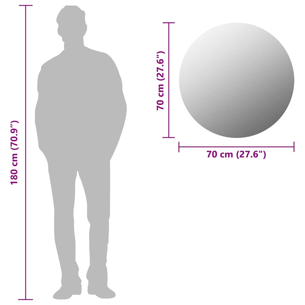 Wandspiegel 70 cm Rund Glas