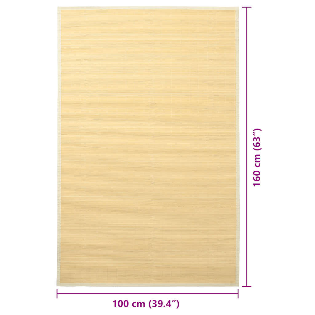 vidaXL Tapis en bambou 100 x 160 cm Naturel