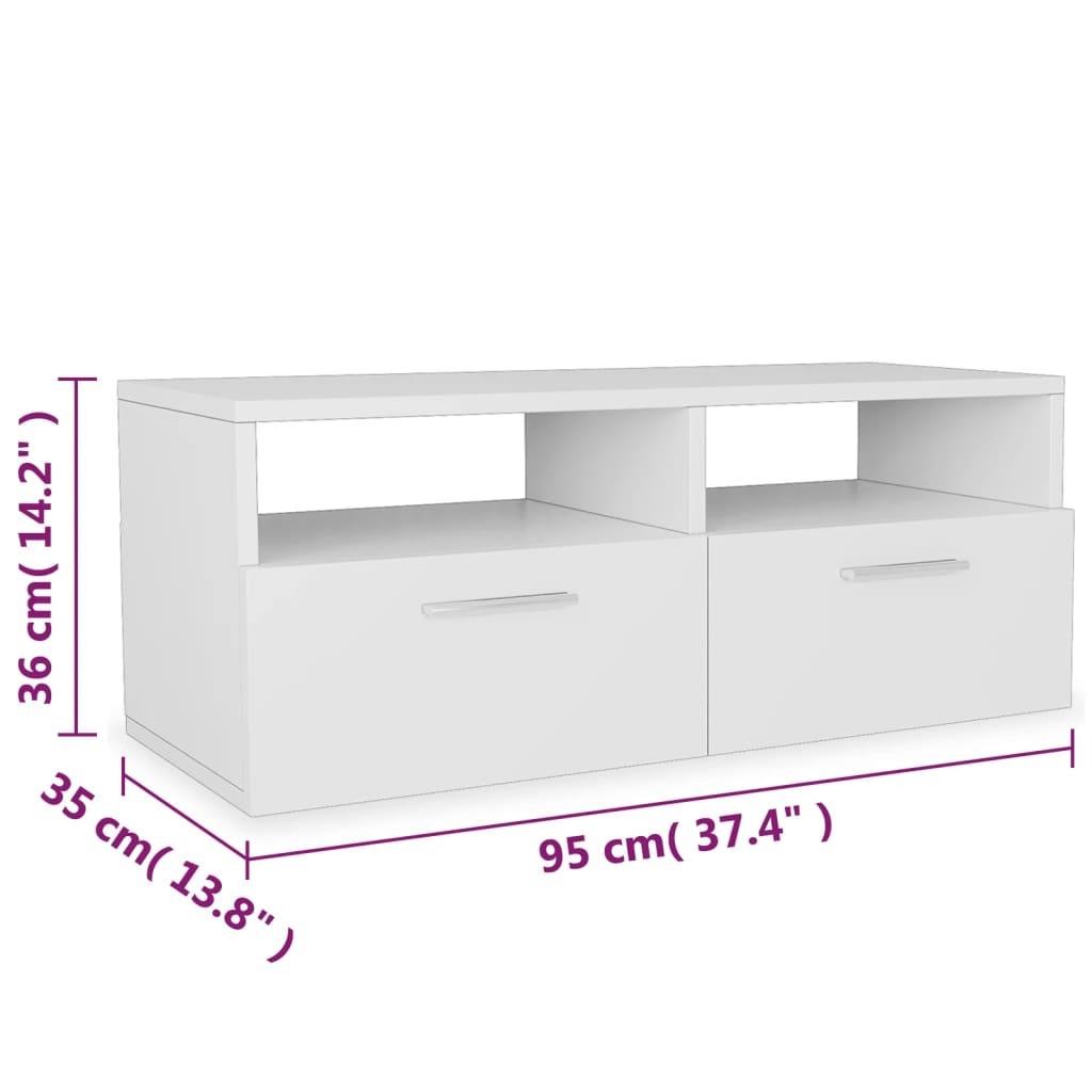 vidaXL 2 Stk. TV-Schränke Holzwerkstoff 95x35x36 cm Weiß