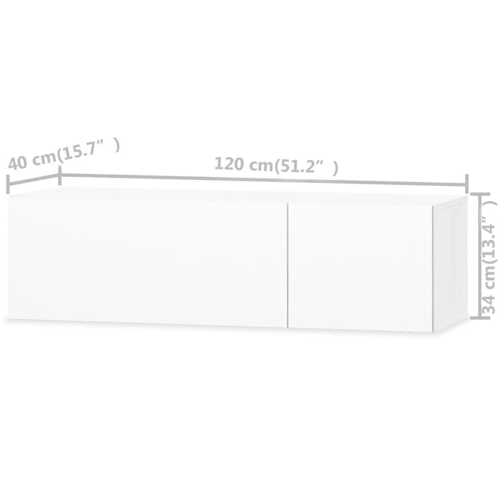 vidaXL TV-Schränke 2 Stk. Holzwerkstoff 120x40x34 cm Hochglanz Weiß