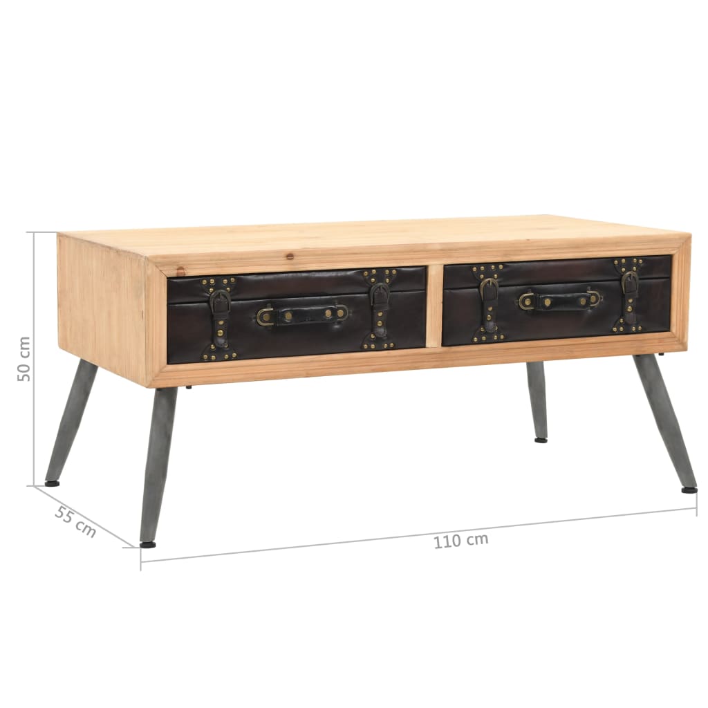 vidaXL Table basse en bois de sapin massif 115 x 55 x 50 cm