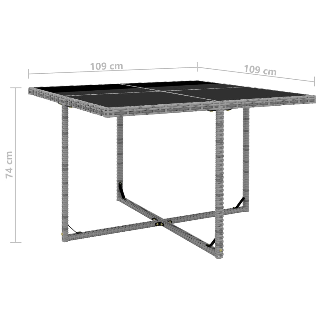 5-tlg. Garten-Essgruppe mit Auflagen Poly Rattan Grau