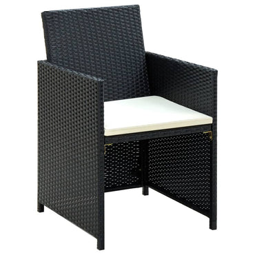 vidaXL Salon de jardin 4 pcs avec coussins résine tressée noir