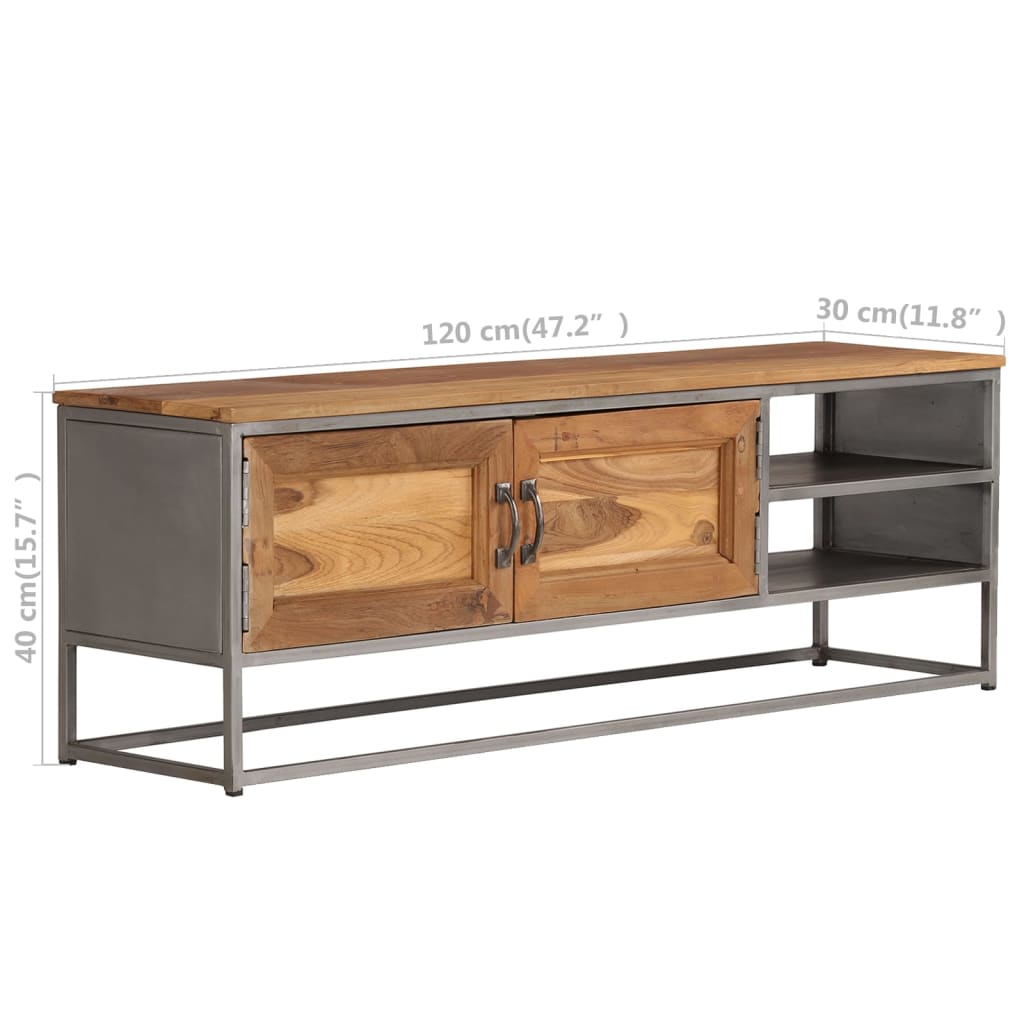 vidaXL Meuble TV en teck recyclé et acier 120x30x40 cm