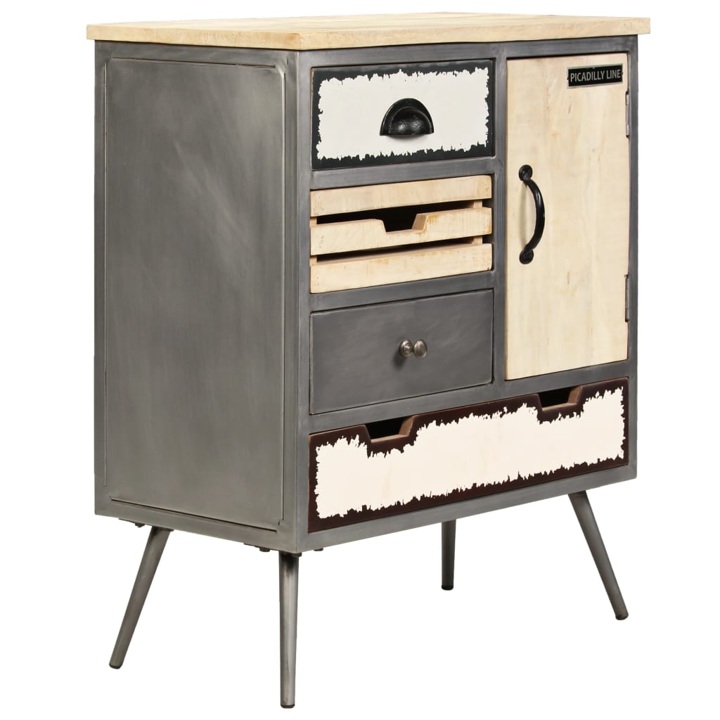 vidaXL Sideboard Massivholz Mango und Stahl 65x33x76 cm
