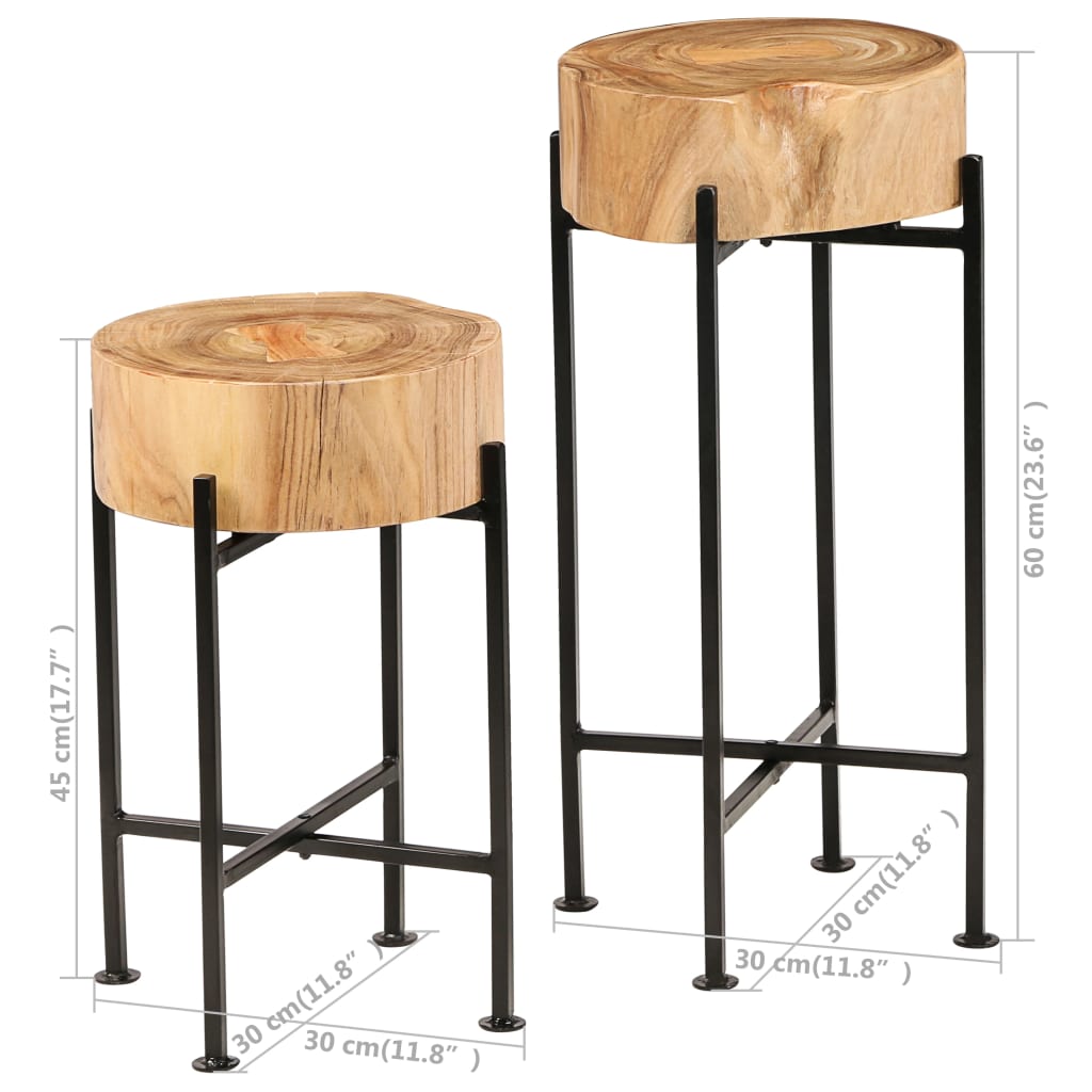 vidaXL Beistelltisch-Set 2 Stk. Akazienholz Massiv