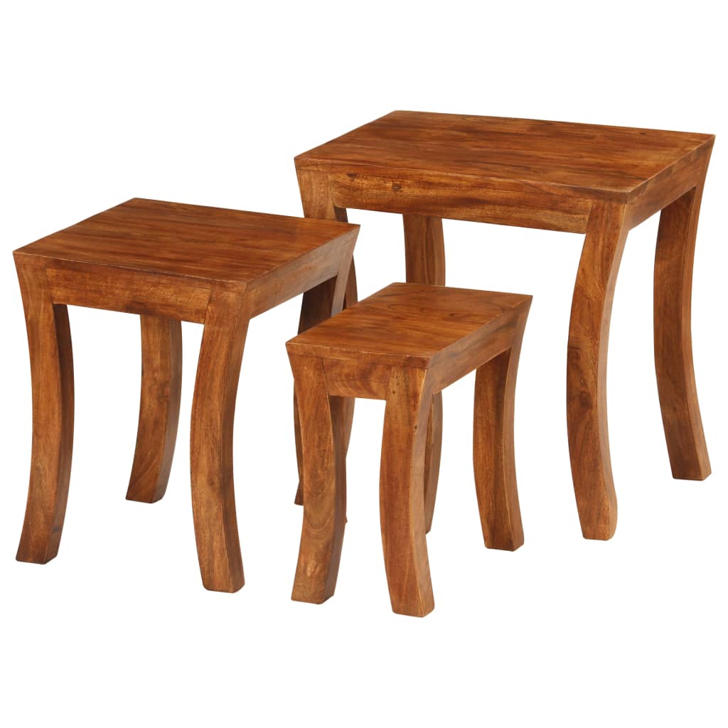 vidaXL 3-tlg. Satztisch-Set Massivholz Akazie 50x35x50 cm Braun