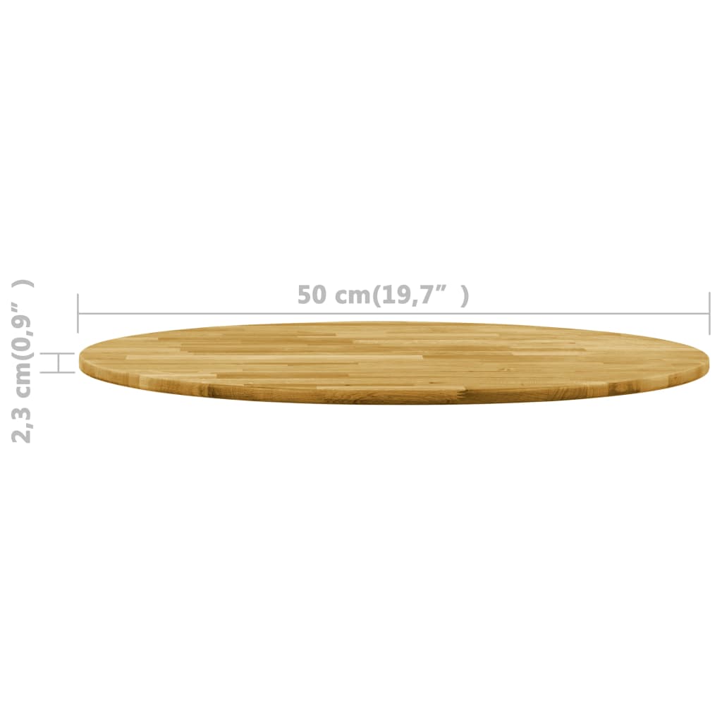 vidaXL Plateau de table chêne massif rond 23 mm 500 mm