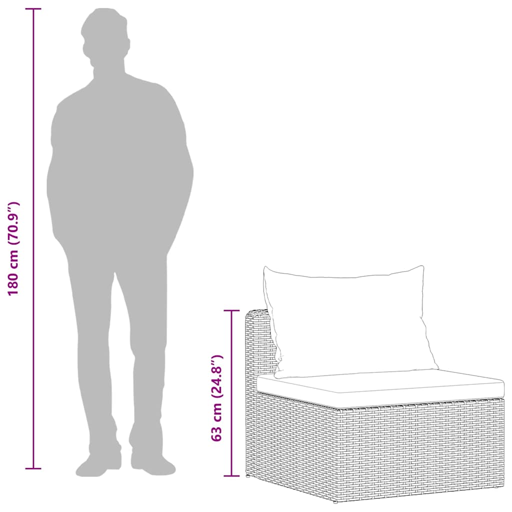 vidaXL 4-tlg. Garten-Sofagarnitur mit Kissen Grau Poly Rattan