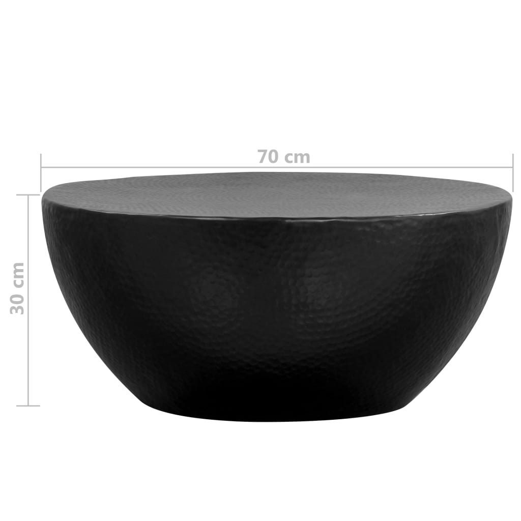 vidaXL Table basse en aluminium martelé 70x30 cm Noir