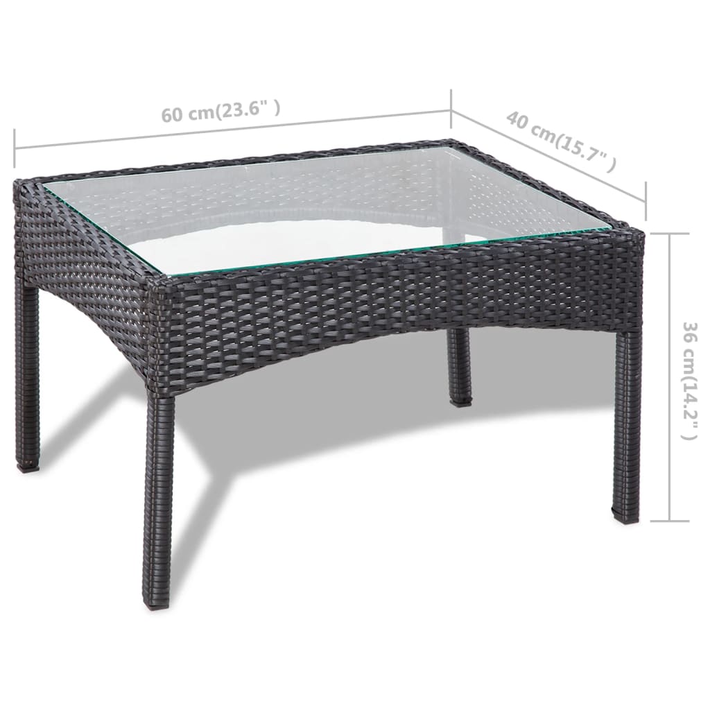 vidaXL Salon de jardin 4 pcs avec coussins résine tressée noir