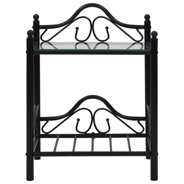vidaXL Table de chevet acier et verre trempé 45x30,5x60 cm noir