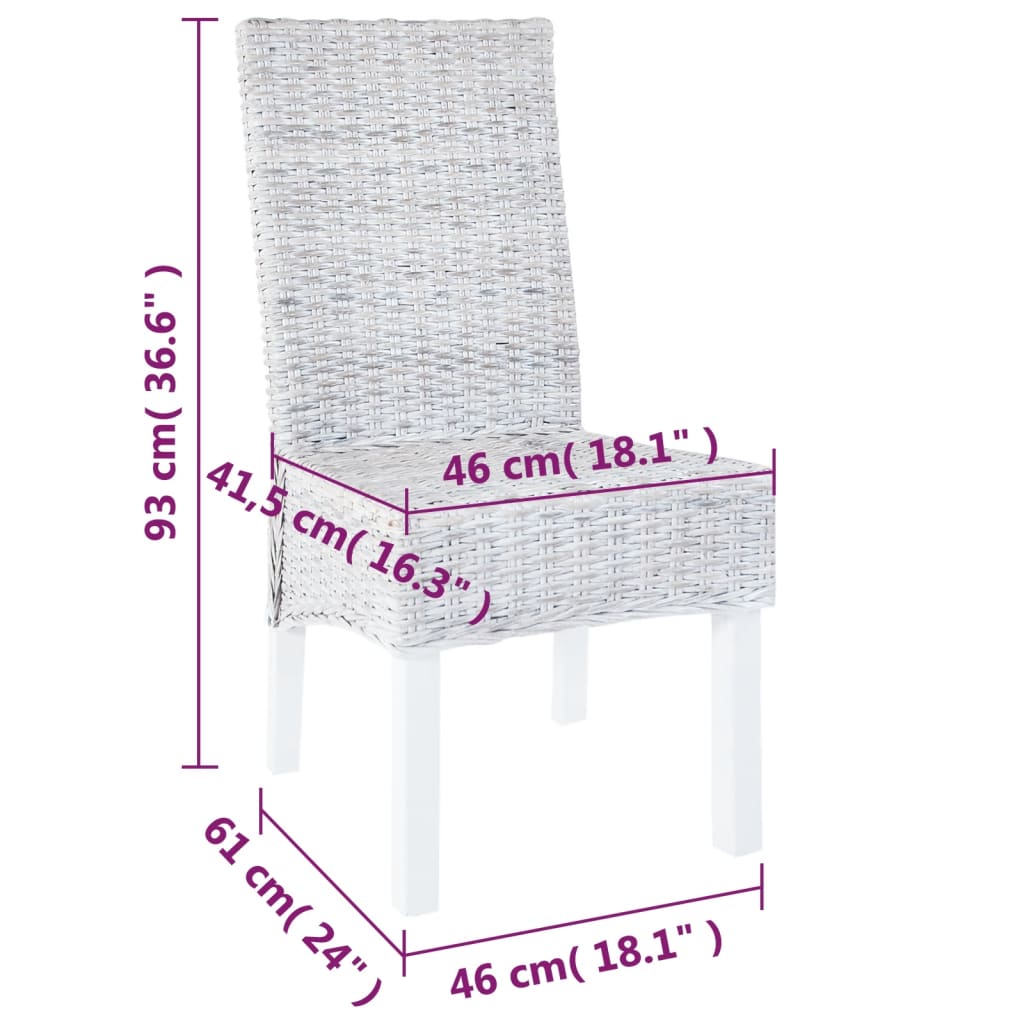 vidaXL Esszimmerstühle 2 Stk. Hellbraun Kubu-Rattan und Mahagoniholz