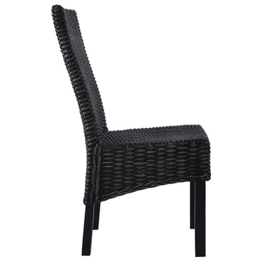 vidaXL Esszimmerstühle 2 Stk. Schwarz Kubu-Rattan und Mahagoniholz