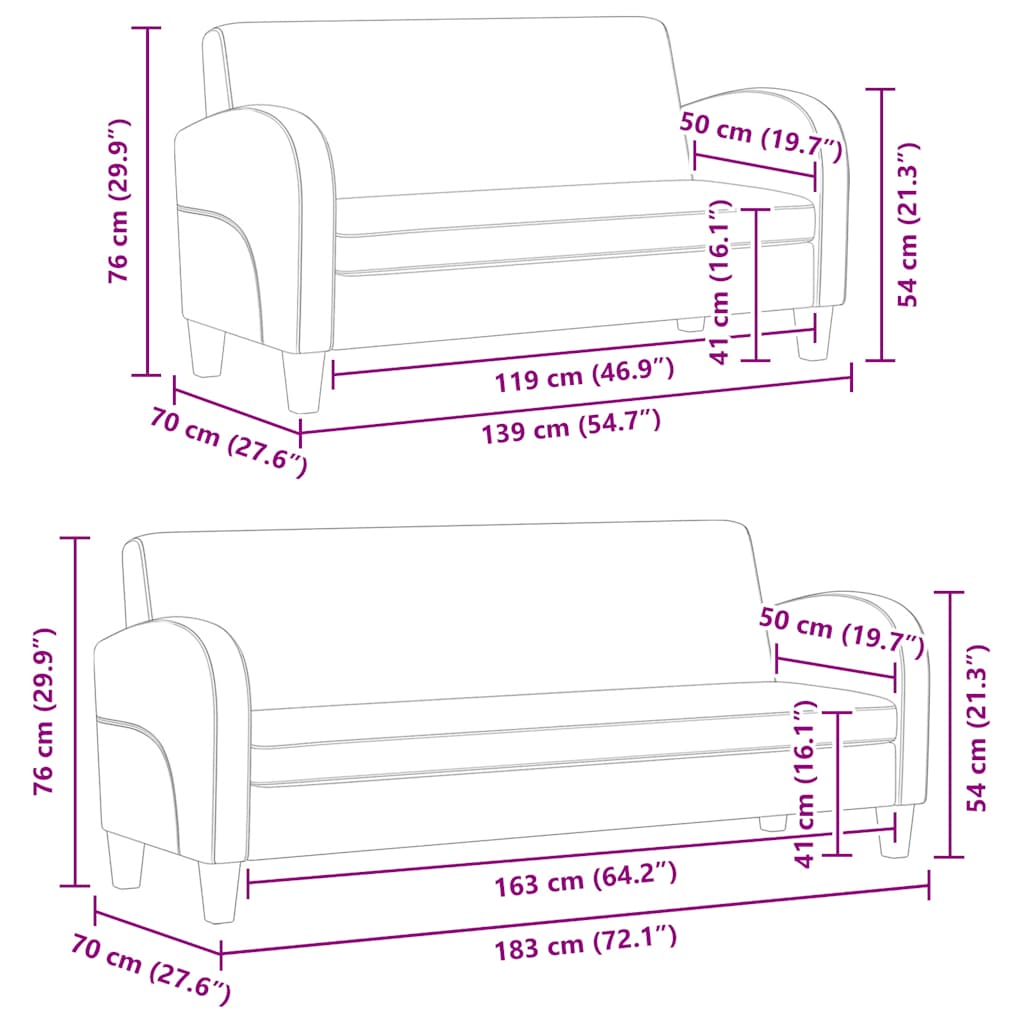 vidaXL 2-tlg. Sofa-Set Kunstleder Schwarz