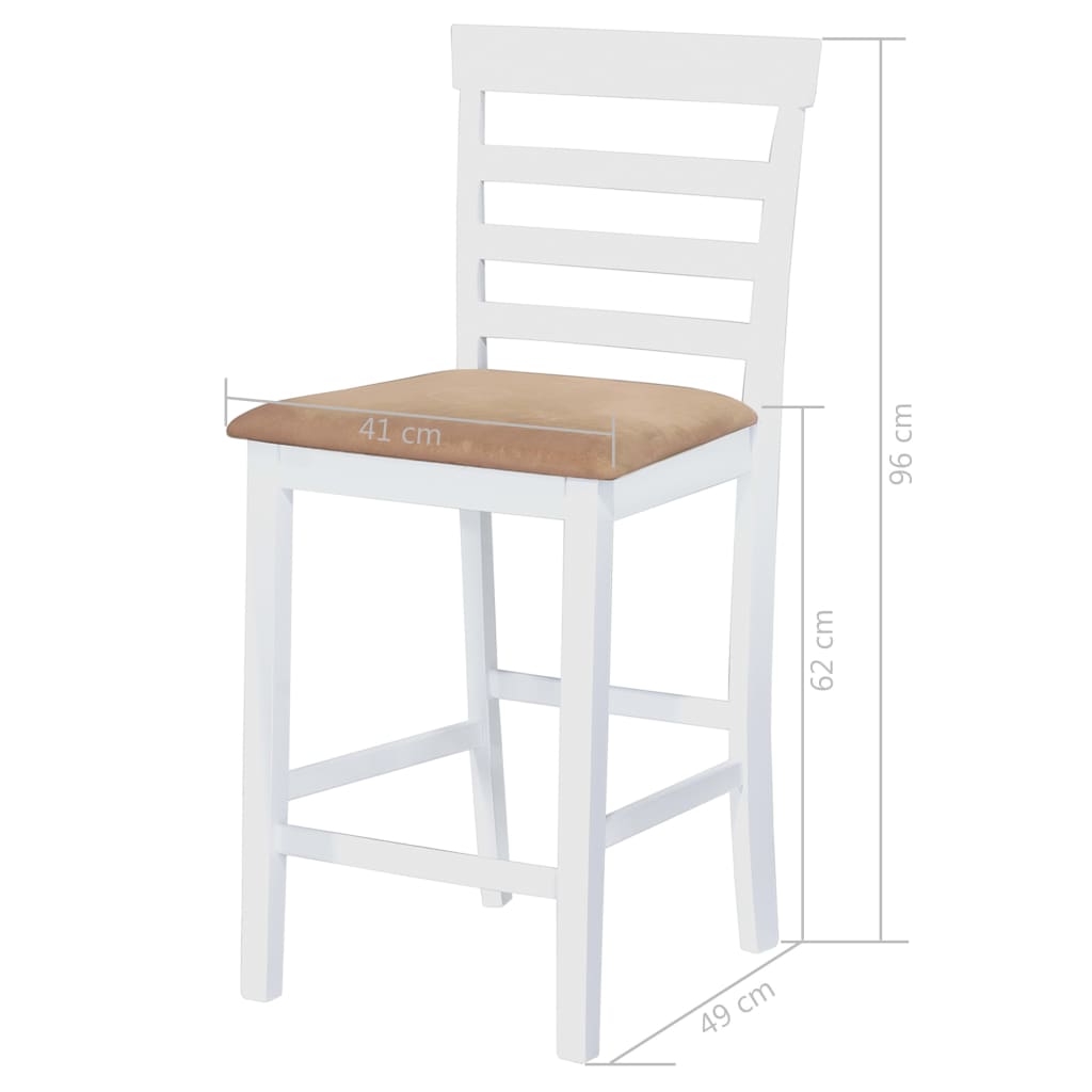 vidaXL Bartisch mit Stühlen 5-tlg. Massivholz Braun und Weiß