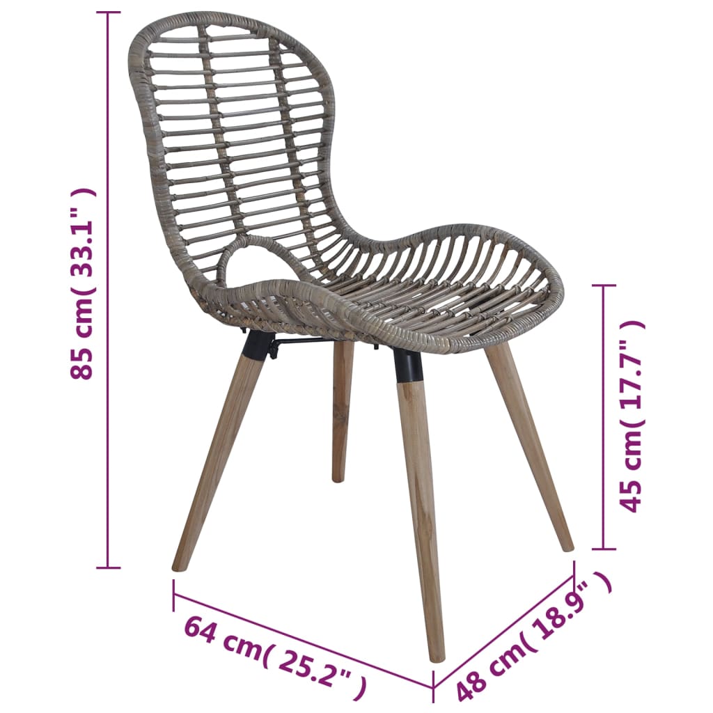 vidaXL Esszimmerstühle 2 Stk. Braun Natürliches Rattan