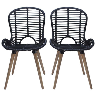 vidaXL Chaises de salle à manger 4 pcs Rotin naturel noir