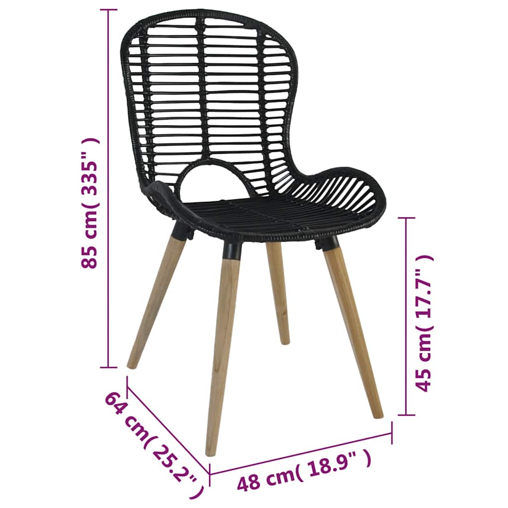 vidaXL Esszimmerstühle 4 Stk. Schwarz Natur Rattan
