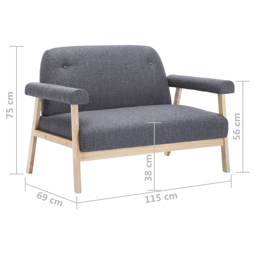 vidaXL 2-Sitzer-Sofa Stoff Dunkelgrau