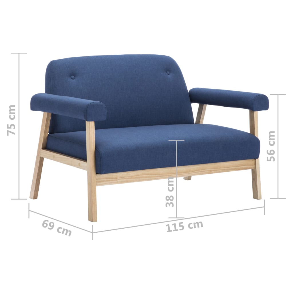 vidaXL 2-Sitzer-Sofa Stoff Blau