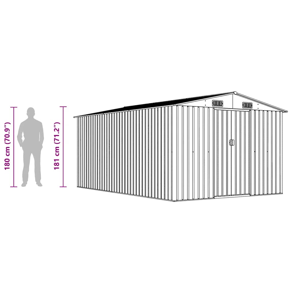 Gerätehaus 257x392x181 cm Metall Grau