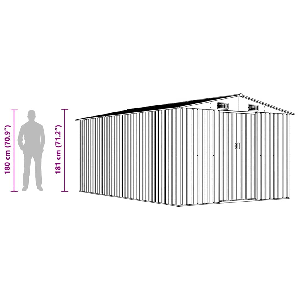 Gerätehaus 257x392x181 cm Metall Braun
