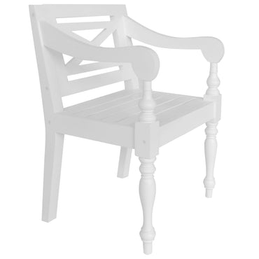 vidaXL Chaises Batavia 2 pcs Blanc Bois de mahagoni massif